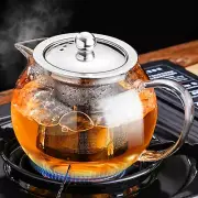 Clear Glass Teapot Kettle Stovetop 22 Oz & Removable Stainless Steel Infuser