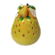 Home Reflections Pear Table Fruit Decoration Luminary w Timer & Flameless Candle