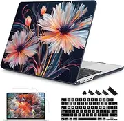 Mektron for 2025-2022 MacBook Air 13.6 inch Case M4 M3 M2，Model A3240 A3113 A2681 with Liquid Retina Display Touch ID，Printed Bright Hard Shell Cover for MacBook Air 13.6"，Floral C337