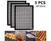 3pcs BBQ grill mats for grilling and baking, non-stick grill and baking mat reusable, grilling mesh heat resistant up to