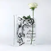 Alice's Adventures in Wonderland Acrylic Book Vase, Whimsical Literary Decor