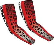 [FHEDVBN] Red Leopard and Zebra Animal Arm Sleeves Compression Arm Covers for Men Women Outdoor Sun Sleeves Cooling Sports Sleeve, Black