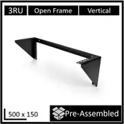 LDR Open Frame 3U Vertical Wall Mount Frame (500mm x 150mm) - Black Metal Construction WB-CA-3503