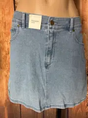 BNWT Girls Sz 16 Anko Light Wash Denim Zip Fly 5 Pocket Adjustable Skirt