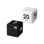 2PCS Cube Gravity Sensor Flip Timer Kitchen Timer Management and Countdown 1-3-5-10,15-20-30-60Minu black white