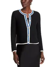 T Tahari Long Sleeve Button Up Crewneck Cardigan