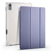 For Lenovo Tab P11 Gen 2 Transparent Pen Tray Tri-Fold Leather Case Lavender Purple