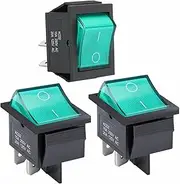 XNWKF 3Pcs 2 Position Rocker Toggle Switch ON/Off AC 125V/20A 250V/16A for Boat DPST 4 Pins KCD2-201(Green)