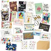 24-Pack Birthday Cards with Envelopes and Sealing Stickers Happy Birthday Card Greeting Cards for Men Women Kids, 7.8x5.9 Inch Assorted Blank Birthday Cards (S506)