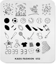 Rolabling Nail Stamping Plate Fashion Sport Football Soccer Baseball Hockey Theme Multi-Pattern Stamp Print Image Stamp Template Nail Art for Nail Design