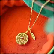 [KanDuo] Personality Jade Pendant Necklace Lucky Amulet, S925 Sterling Silver Gold-Plated Hetian Jade White Jade Graceful Personality Niche Peace Buckle Jade Pendant Necklace(Gem Color:White)