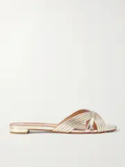 [Aquazzura] Aquazzura - Sundance Metallic Vegan Leather Slides - IT35 IT 35 Metallic