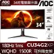 【AOC】CU34G2XP 34型 VA 2K 180Hz 曲面電競螢幕(HDR/1500R/Adaptive/1ms)