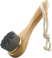 EPIGEIST Facial Cleansing Brush with Long Wooden Handle Deep Pore Cleaning and Exfoliation Tool for Blackheads Manual Spa Massage Brush for Face Scrubbing and Skin Care