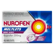 Nurofen Meltlets Pain Relief Ibuprofen 200mg Berry Burst Tab X 48