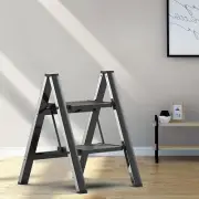 Step Stool, 2 Step Ladder with Anti-Slip and Wide Pedal, Folding Portable Iron S