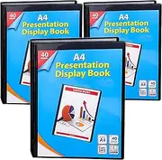 2 UR DOOR A4 Display Presentation Book - 40 Pockets, 80 Views Portfolio - Acid-Free Copy Safe, Durable PP Material Polly Pocket - Plastic Wallets Folder Project Book (Pack of 3)
