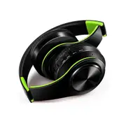 Wireless Headphones Bluetooth Headset Foldable Adjustable Earphones With Microphone For Pc Mobile Phone Mp3 Green Black