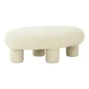 Maklaine 16.9"H Transitional Polyester Fabric Ottoman in Cream