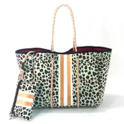 Nevenka Neoprene Tote Bag with Small Zipper Bag for Women Beach Traveling-46