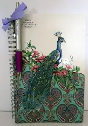 PEACOCK DESIGN A5 SPIRAL NOTEBOOK WITH "WORLD'S BEST MUM" PEN! LOVELY GIFT! BN