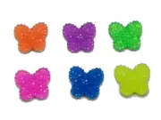 50 Mixed Neon Color Flatback Resin Butterfly Cabochon Dotted Rhinestone 17X15mm