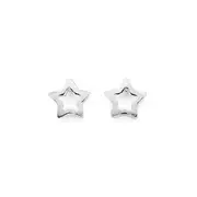 Sterling Silver Open Star Stud Earrings