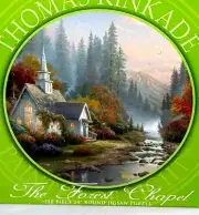 THE FOREST CHAPEL BY THOMAS KINKADE 750 Pieces ROUND PUZZLE 24" NEW