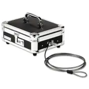 Vaultz VZ01002 10" x 8.75" x 5" Locking Cast Box - Black and Chrome New
