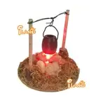 1:12 Miniature Dollhouse Fairy Garden Fire Pit With Cooking LED Can Emit Light