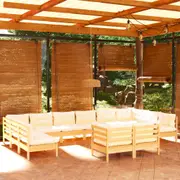 12 Piece Garden Lounge Set with Cream Cushions Solid Pinewood vidaXL