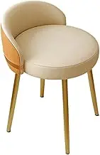 Make-Up Stool, Bedroom Vanity Chair, Low Back Chair, Swivel 360° Stool, Cream Style Makeup Chair, Cross Reinforcement Design, Stable and Heavy Duty (Orange)
