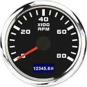 PCECKMZTFZ 3000-8000 RPM Tacho Meter 52mm Pointer Tachometer Gauge with Red Backlight for Car Marine Boat Yacht RV Camper 9-30V Accessories Speedometer(8000 RPM BS)
