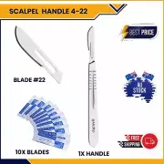 10 x Sterile Scalpel Surgical Blades #22 & Stainless Steel Handle #4 | Art Craft
