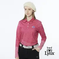 在飛比找ETMall東森購物網優惠-【Lynx Golf】女款合身版吸排抗UV內刷毛斜條紋後背愛