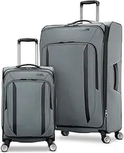 [American Tourister] Central Softside Expandable Luggage with Spinner Wheels, Graphite, Graphite, Central Softside Expandable Luggage with Spinner Wheels