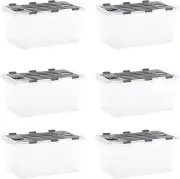 Superio 19 Quart Hinged Lid Storage Tote, Stackable Storage Container, 6 Pack
