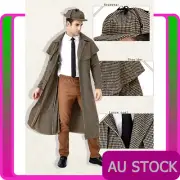 Mens Sherlock Holmes Costume Private Detective Inspector Deluxe Victorian Outfit