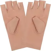 [OATIPHO] Quick Dry Short Gloves Sunscreen Half Finger Gloves Ice Silk Material Non-Slip Silicone Print for Safe Driving for Outdoor Sports