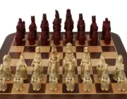 Berkeley Royal Beasts Ornamental Chess Set (cream and red, no board)