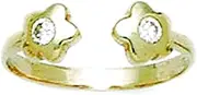 [JewelryWeb] 14k Yellow Gold CZ Simulated Diamond Top Adjustable Double Flowers Body Jewelry toe ring-toe ring for Women
