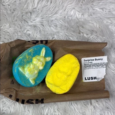New!Lush Bunny Bath Bomb Duo - Vibrant Blue and Yellow