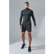 Mens Black Man Active Quarter Zip 2-in-1 Short Tracksuit