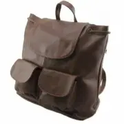 Genuine Leather Shoulderbag for women, backpack style made in Italy - Brown