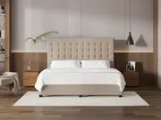 My Style Buttoned Headboard & Standard Base - King / Natural / Drawer Base