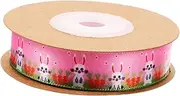 KOMBIUDA 1 Roll Easter DIY Ribbon Bunny Carrot Print Decorative Ribbon for Present Wrapping for Wreaths and Floral Arrangements Yards Long