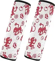 Car Seat Belt Covers 2 Piecing Breathable Car Safety Seat Belt Strap Shoulder Pad Baby Seat Shoulder Strap Cover Car Accessories for Adults Child Kids S Monkey Red