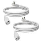 6 Ft Flat Plug Extension Cord, 16 AWG 3 Prong Grounded White Low Profile Exte...
