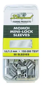 2 Packs Momoi Mini Lock Sleeves -Fishing Crimps - 100 Total Crimps - Pick Size