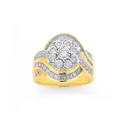 9ct Gold Diamond Cluster Wrap Dress Ring